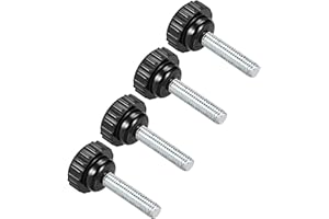 CoCud Manopole Serraggio Zigrinate, M6 x 25mm Maschio Filettatura 21mm Testa, Termoindurente Plastica Pollice Vite Impugnatura Bullone Pomello Nero - (per Tornio Macchinario), 4Pz