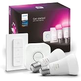 Philips Hue Akıllı Aydınlatma Led Ampul Başlangı&ccedil; Kiti, 2'li E27 Ampul , K&ouml;pr&uuml; ve Dimmer Set, Beyaz ve Renkli