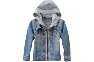 FTCayanz Enfants Manteau en Denim Garçons ou Filles Casuel Veste à Capuchon