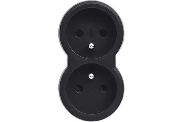Legrand 050504 Fiche MultiPrise 2 Prises de Courant avec Sorties Frontales, 2P+T, 16A, 230V, Noir