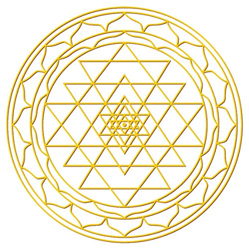 Aufkleber Set 4x3cm/1x7,5cm gold-transparent "Sri Yantra"
