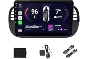 ACAVICA für FIAT 500 500C 2007-2015 Radio 2+32 GB Sat NAV Autoradio mit Wireless Carplay Android Auto 9 Zoll Stereo Bluetooth GPS Navigation Multimedia Player WiFi DSP (Schwarz)