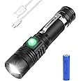 flintronic LED Torch Rechargeable, Mini Clip Torch with 1x18650 Batteries, CREE-T6 Super Bright 1200 Lumens, Lightweight Waterproof 4 Modes, Zoomable Flashlights for Outdoor Camping Hiking Emergency