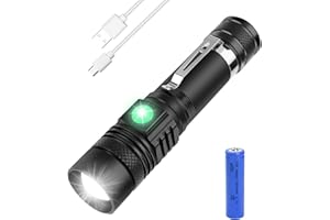 flintronic Latarka LED ładowana, super jasna latarka LED z 4 trybami pracy (w zestawie akumulator 18650), taktyczna wodoszczelna latarka dla dzieci, do wędkowania, oświetlenia awaryjnego, na kemping