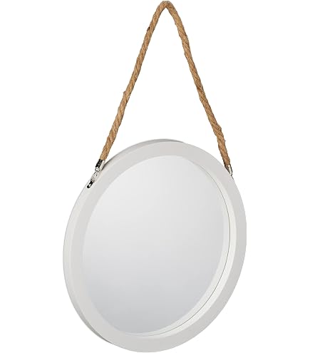 Stonebriar Specchio Rotondo In Metallo Zincato Con Corda – Diametro 30,2 Cm, Stile Rustico Shabby-chic