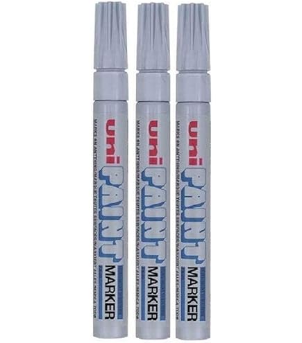 Uni Colour Medium (2,2–2,8 Mm) PX-20 Lot De 3 Marqueurs à Peinture à L'huile Pour Métal, Verre, Bois, Plastique, Pierre, Extérieur Pointe Ogive En Métal