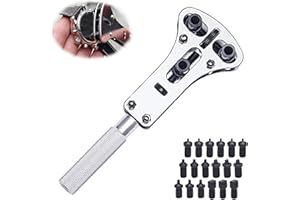 TMRBBESTY Apri Casse Professionale Chiave,Apri Casse Apricasse a Chiave,Apri Cassa Dell'orologio,Con 18 viti per la riparazione dell'orologio,Per la riparazione dell'orologio(Argento)