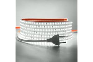 HEGEHE Conexión a AC220-240V Tira de LED,120LEDs/m SMD2835 Flexible Superbright Tira de luz LED cadena de luz de cuerda Autoadhesiva con enchufe para Navidad（2m, Blanco Frio）