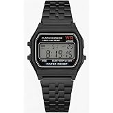 Retro Dijital Kol Saati &ndash; Metal Kordon, Kare Kasa, Alarm & Kronometre, LED Işık, 12/24 Saat, Su Sı&ccedil;ramasına Dayanıklı, Unisex