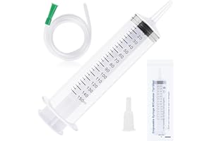 Parastar Strzykawka z wężem 150/250/350/550 ml, duża, plastikowa strzykawka wielokrotnego użytku z nakrętką, indywidualnie uszczelniona, do laboratorium, przemysłu, żywności dla zwierząt domowych (150