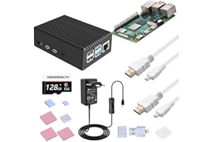 ‎GEEEKPI GeeekPi Zestaw startowy dla Raspberry Pi 4 8 ​​GB, płyta Pi 4 8 ​​GB RAM, karta SD 128 GB i karty SD, pasywna konstrukcja aluminiowa, 5 V 3,6 A Netzteil z EIN-/Ausschalter, 2 szt. Kabel HDMI 4K