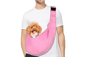 PETLOFT Reversibile Borsa Trasportino Zaino, Borsa da Trasporto per Cani Piccoli, Adjustable Borsa a Tracolla, Cross-Body Pet Sling Carrier con Gancio per Collare per Cane/Gatto Fino a 4.99kg