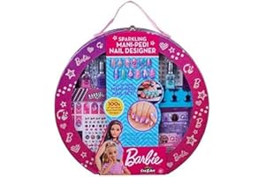CRA-Z-ART 34070 Barbie Sparkling Mani Designer Babrie Carry Case beauty set polish, pedi soak and nail stickers Official Merchandise, Each, Pink