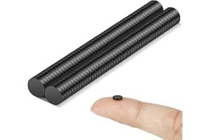 Wukong Czarne małe magnesy 5 mm x 1 mm, 100 sztuk, mini mocne magnesy na lodówkę, mały okrągły mankiet do rękodzieła, do tablicy, lodówki, domowego biura