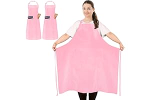 FunChaos 2 Pcs Tablier de Chef, Tablier Unisexe avec 2 Poches pour Cuisine, Travail, Tablier Professionnel (Taille Grande)