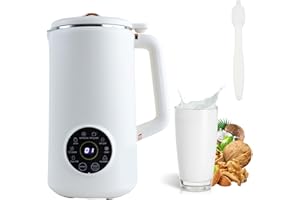 LES-THERESA Máquina para hacer leche de nueces, máquina de leche de soja, máquina de sopa de 1 litro con pantalla LED, máquina de plantas lechosas con temporizador, limpieza automática, sin filtro, mantiene el