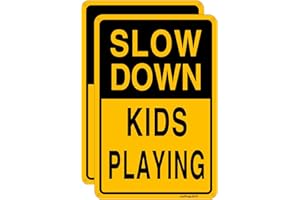 JOFFREG Slow Down Kids Playing Sign,20 x 30 cm,Reflective Aluminum,UV Printed,Weather Resistant,Waterproof,Durable Ink,Easy to Mount,Indoor Or Outdoor Use,2 Pack