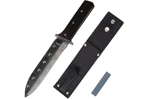 ProtectorTech Digger Inoxydable Couteau de Jardin Pelle pour détecteur de métaux et Retourner à la Main en (avec Manche en Bois de wengé, Polyester Étui et meule de Travail)