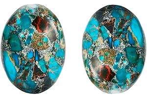 Nupuyai Lot de 2 cabochons en Pierre précieuse à Dos Plat cabochon Ovale pour Bijoux 18 x 25 mm