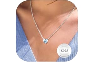 Suplight Collana Donna Argento 925 Vero Ciondolo Cuore con Pietra di Nascita 12 Mesi Punto Luce Collana Donna Pietra Portafortunna Zirconia Cubica Regalo per Natale Compleanno