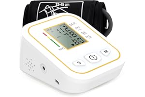 Rewing Blood Pressure Monitor CE Approved UK, Rechargeable Upper Arm Blood Pressure Machines for Home Use wiht Voice Broadcasting Accurate LED Display Heart Rate Detection 2x100 Records, Cuff 22-45cm