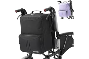 Staveley Wheelchair Bag | Wheelchair Backpack and Wheelchair Bags for Back of Chair | Electric Wheelchair Storage Bag Accessories for Daily Travel and Shopping (Black)