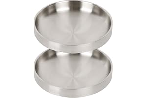 Lollanda Katzennapf Flach Edelstahl, 2 x Futternapf Katze Edelstahl, Katzennäpfe Metall 304, Fressnapf Katze Sturzsicher, Leicht zu Reinigen