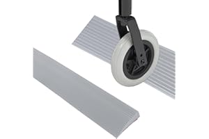 CHINGCOO Rampe de seuil de porte, rampe de seuil, 90 x 8 x 2 cm, en PVC, surface antidérapante, en caoutchouc, pour fauteuil roulant, poussette, déambulateur ou scooter - Gris