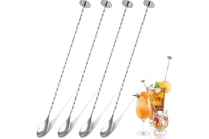 ‎CONJURAIDE CONJURAIDE 4 Stück Barlöffel, 30cm Lange Löffel Edelstahl Probierlöffel Stampfer Spiral Designer Longdrinklöffel Stößel Cocktail Löffel Eislöffel Lang Bar Zubehör für Stir Cocktail Kaffee