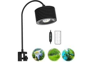 LUMINI Lominie Oświetlenie akwarium, nano 6500 K, ściemniana lampa basenowa z łabędzią szyją, pełne spektrum, wielofunkcyjna lampa zaciskowa LED, do akwarium słodkowodnego