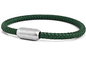 Akitsune Silva Pulsera Nylon | 5 mm | Cierre Magnético Pulseras Mujeres Hombres Pulsera de Acero Inoxidable Simple - Negro