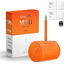 thumbnail image 2 of 2-Pack CYCLAMI TPU Inner Tube MTB 26'', Ultralight 65g Mountain Bike Tube Compatible With 26 X 1.9/2.0/2.1/2.2/2.3/2.4/2.5 Metal Presta Valve 45mm (with A Multi-Functional Tire Pry Bar 2 of 12