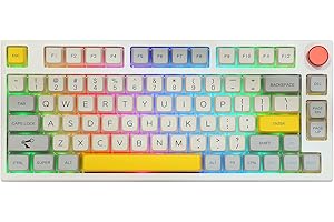 EPOMAKER Theory TH80 PRO 75% Mechaniczna Klawiatura do Gier z Oświetleniem RGB, Hot Swap, 2,4 GHz/Bluetooth 5.0 / Połączenie Przewodowe, Nasadki na Klawisze MDA PBT (Budgerigar Switch)