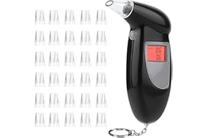 Lutranstra Alcoholímetro con 30 bocas, medidor por mil con pantalla LCD digital, medidor de alcohol portátil para uso privado en casa