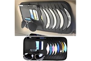 JNNJ Tasche Sun Visor Organizer Leder, Auto-Visier CD-Hülle, Auto Zubehör Aufbewahrungstasche für CD Karten Sonnenbrillen, Multifunktionales Visier-Zubehör(Schwarz)