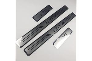 EAGLEG 4 Pezzi Acciaio Inox Battitacco per Auto Sticker, per Hyun-dai i20 2015-2019 2020 2021 2022, Esterno Battitacco Protezione Plates Anti-Graffio Scuff Adesivi Decorativi Accessori,Silver