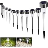 Lampada Solare Giardino Esterno Bawoo 12pcs LED Luci Solari per Prato Terra IP65 Impermeabile Faretti Luce Inox Paesaggio Str