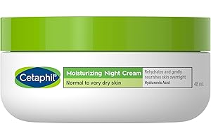 CETAPHIL Crema Hidratante Facial de noche con ácido hialurónico, pieles normales, secas y muy secas, hidrata durante la noche 48ML