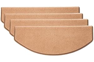 LINGKY Tappetini Gradini Scale Antiscivolo Da 15 Pezzi Pedate Di Scala Autoadesive Senza Colla, Pedane Di Legno Duro Di Trazione Per Scale Di Sicurezza, Sicurezza Neonati/Anziani (Cammello)