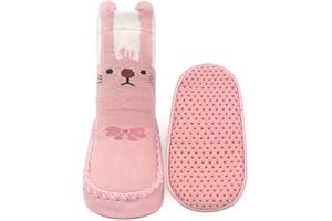 Snegyu Cute Cartoon Animal Pattern Baby Boys Girls Non-slip Cotton Slipper Socks Shoes Baby Moccasins Toddler Shoe Socks
