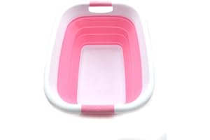 SAMMART Cesta plegable de 25 L, contenedor de almacenamiento plegable, contenedor de almacenamiento y bañera portátil, cesta de ahorro de espacio, caja de almacenamiento para maletero de coche (rosa)