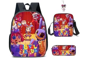 AII Lover 3Pcs Anime Circus Backpack Set with Keychain,16in 3D Printed Cartoon Lunch Bag High Capacity Schoolbag Boy And Girl Schoolbag.