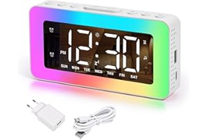 SZELAM Digitaler Wecker,RGB-Farbiger Wecker für Schlafzimmer,Doppelalarm mit Tag/Wochentagen/Wochenende,USB-Ladeanschluss,Snooze,Extra Laut,Dimmbare Spiegeluhren für Kinder,Jungen,Mädchen,Teenager
