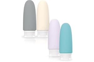 Uncle Yang Silikon Reiseflaschen Set 4 Stück – Nachfüllbare Auslaufsichere Reisebehälter 60ml/89ml mit Streifen,TSA-konform, für Shampoo, Lotion, Kosmetik (Streifen, 60, Milliliter)