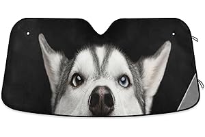 ODAWA Car Windshield Sunshade Dogs Black Background Foldable Sun Shield Blocks UV Rays Automotive Window Sunshades
