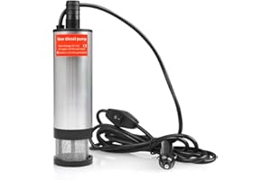 FOROREH Pompe Submersible 51mm Pompe Diesel DC 12V Pompe à Huile Pompe à Eau avec Filtre Maille Allume-Cigare Transfert Carburant Fuel pour Voiture, Voiture, Caravane, Bateau Marin