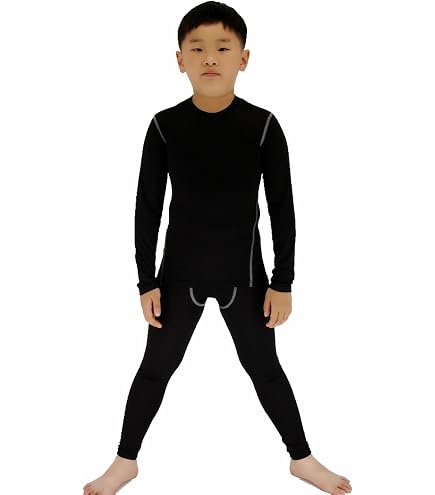 Sous-vêtements Thermiques Enfant - Ensemble Haut + Caleçon Long Ski Football