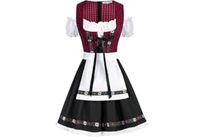 Kate Kasin Women 2pcs Set German Bavarian Oktoberfest Costumes Cold Shoulder Dress Apron KKH02092