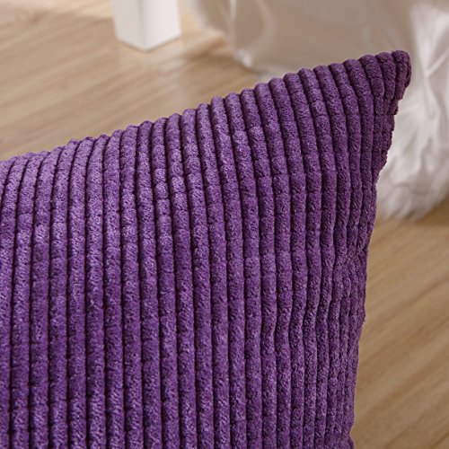 Zhiyuan Home dekorative Kordsamt Kissenbezug Stuhl zurück Kissenbezug 60x60cm,Gelb - 3