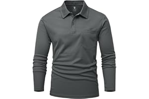 YSENTO Men's Polo Shirts Long Sleeve Golf Shirts Quick-Drying Breathable Outdoor Functional Tennis Work Casual Polo T-Shirts Tops with Glasses Holder
